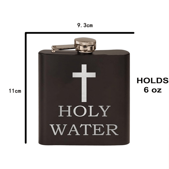 Christian Art Black Holy Water Portable Alcohol Drinking Flask