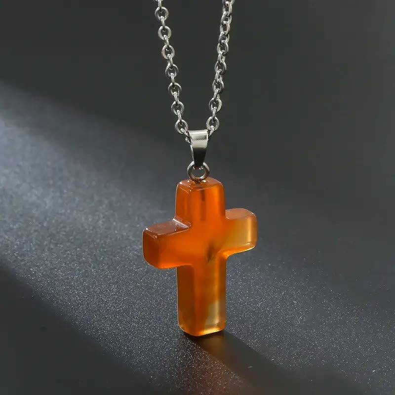 FREE Today: Natural Stone Cross Gemstone Pendant Necklace