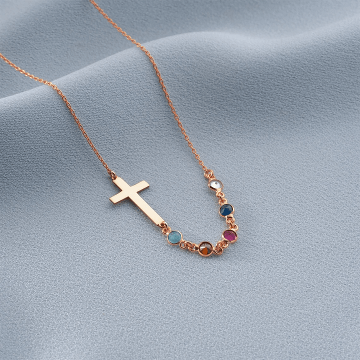 Biblical Birthstone Cross Necklace Religion Jewelry Gift