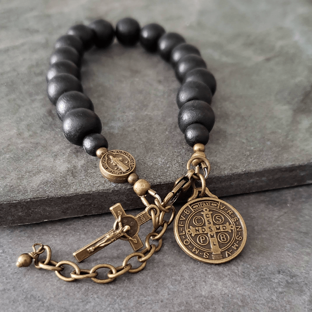 Discount Today: Ebony Beads St. Benedict the Blessed Protection Bracelet