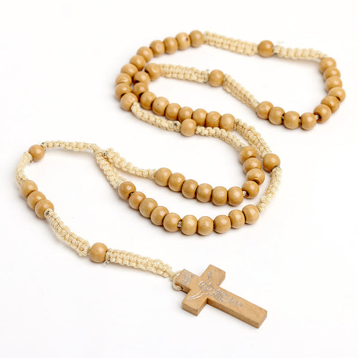 Christian Wooden Cross Prayer Rosary