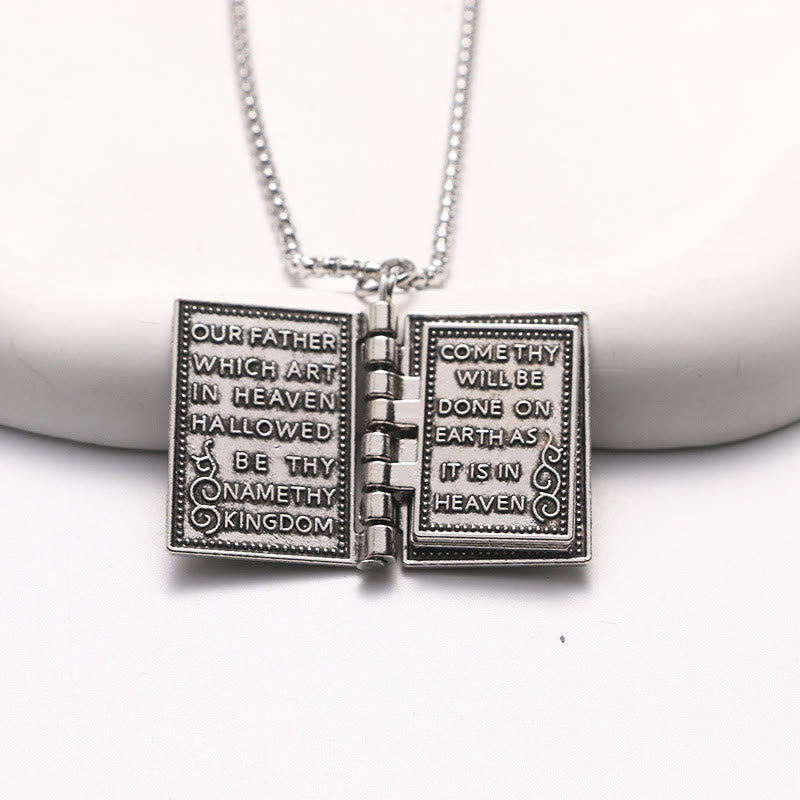 Turnable Holy Bible Pendant Christian Necklace