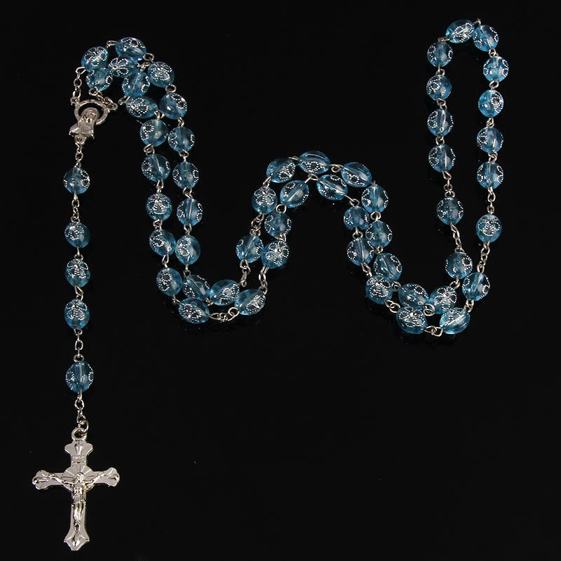 Jesus Cross Flower Beads Multicolor Rosary