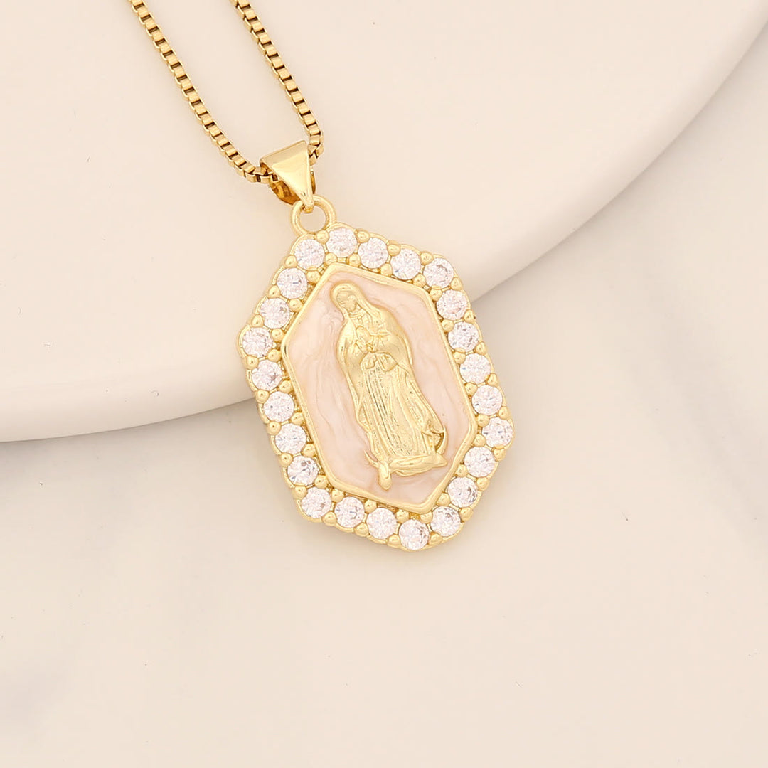 Exquisite Blessed Mary Micro-inlaid Zircon Necklace