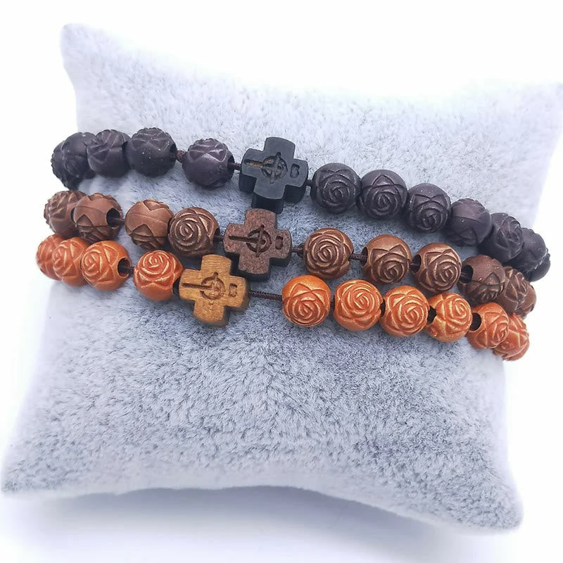 Christ Elements Cross Rose Beads Bracelet