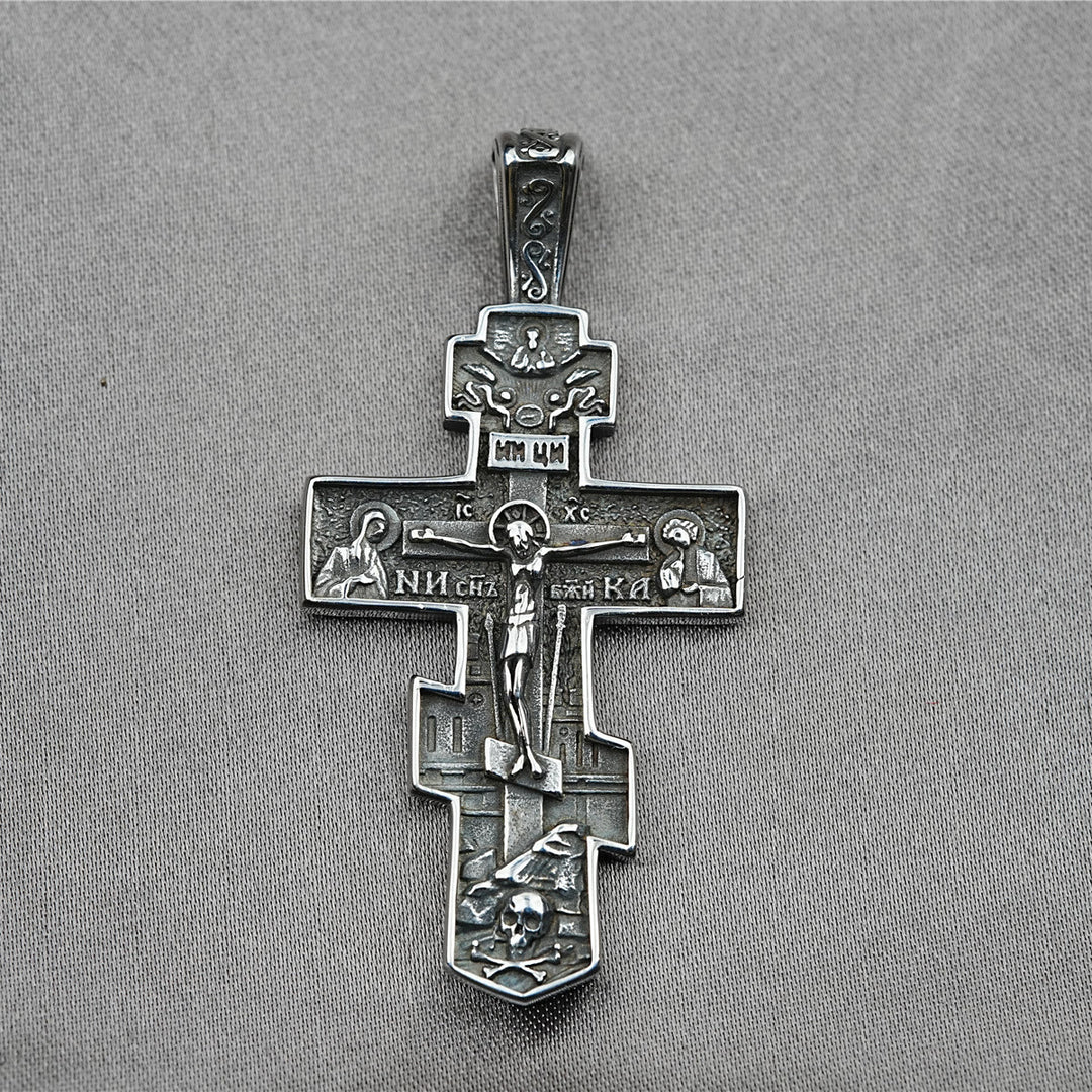 Titanium Orthodox Jesus Crucifix Necklace Protection Jewelry