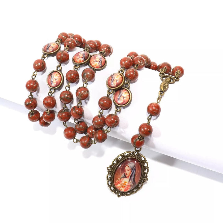Our Lady Seven Sorrows Natural Sesame Stone Rosary