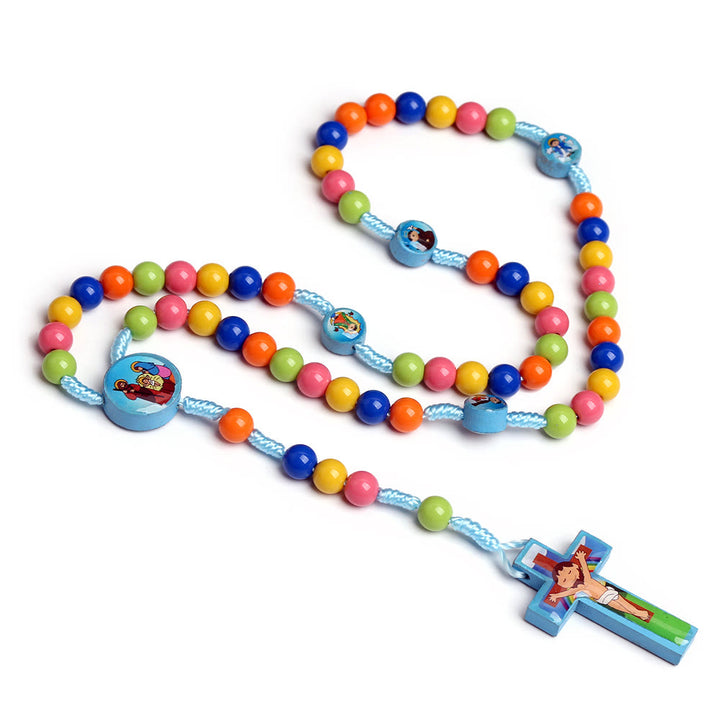 FREE Today: Colorful Round Beads Cross Pendant Children Rosary