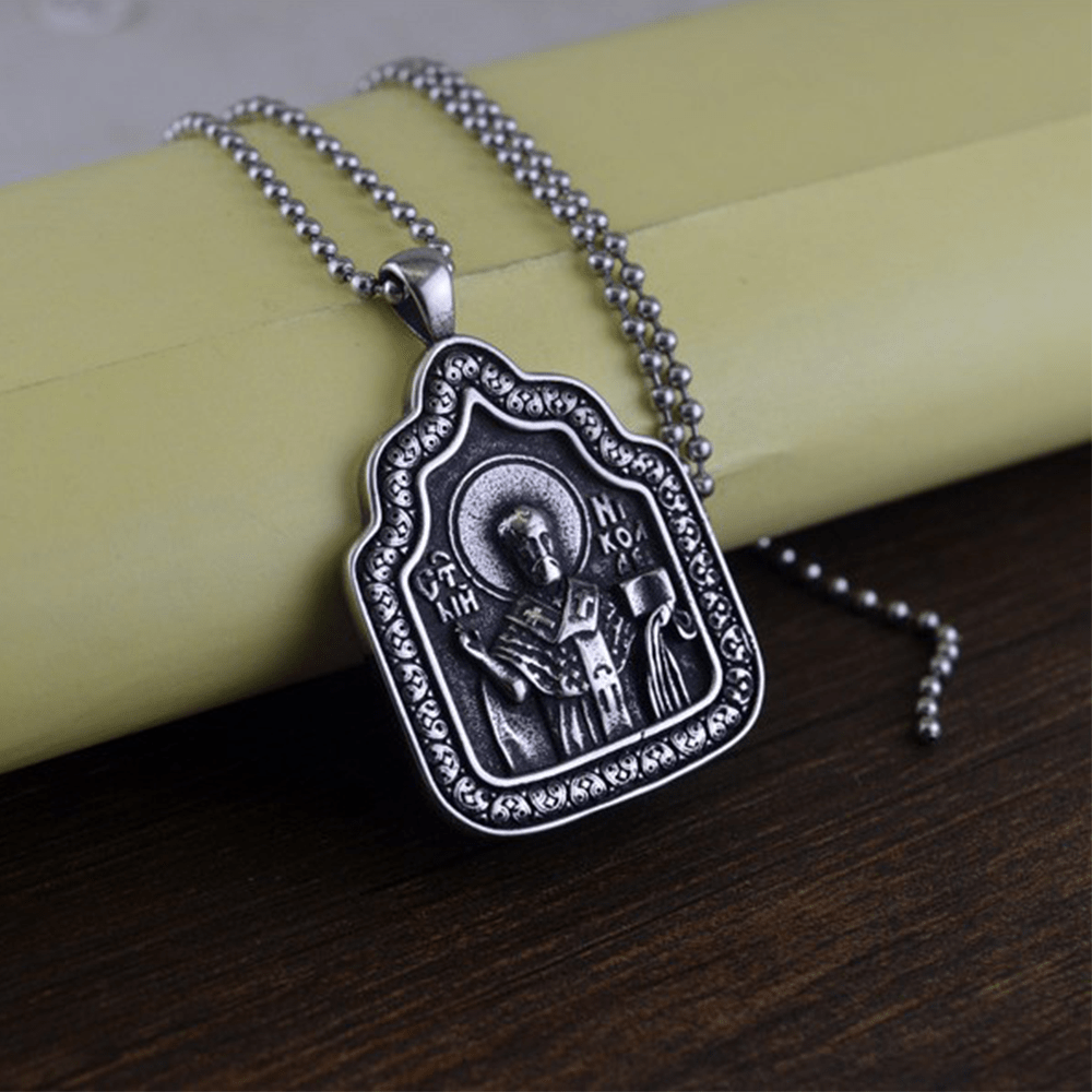 Christ Father Blessing Charm Titanium Necklace