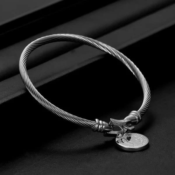 Christianartworkshop St. Benedict Twisted Cable Bangle Bracelet