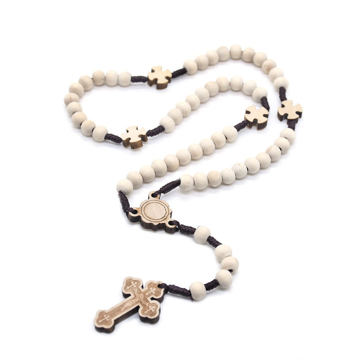 Christ Wooden Cross Prayer Rosary