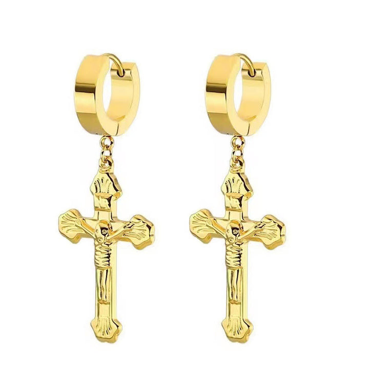 Crucifix Stainless Steel Earring Clips Religion Jewelry