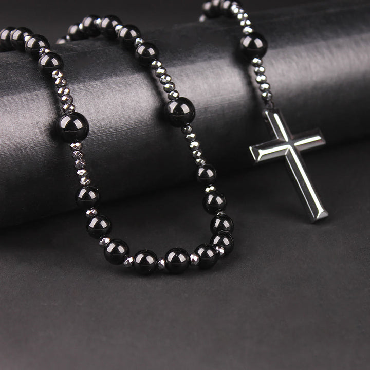 Agate/Tiger's Eye Stone Cross Catholic Rosary