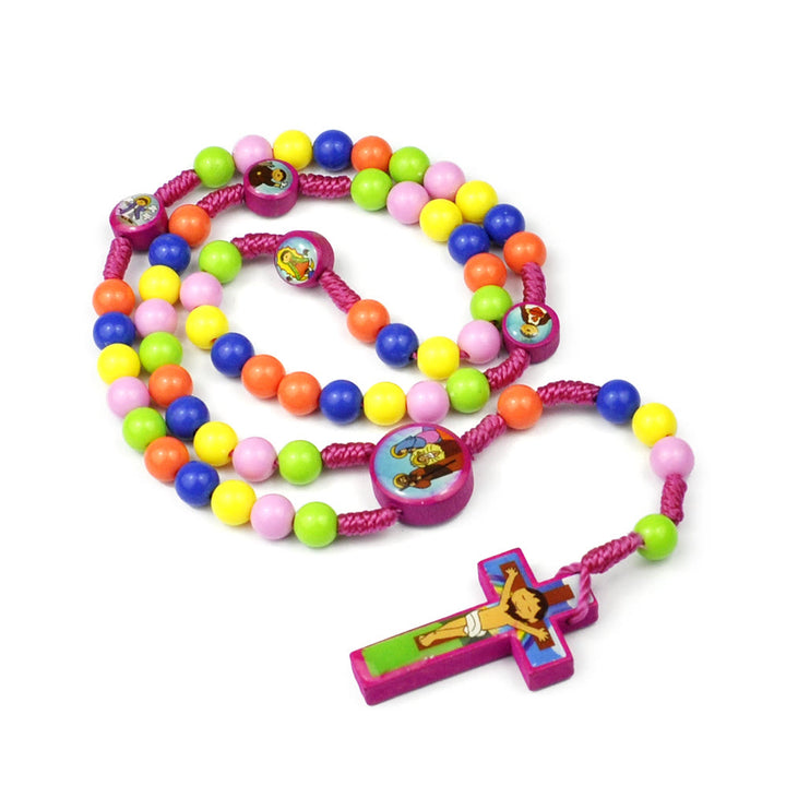 FREE Today: Colorful Round Beads Cross Pendant Children Rosary