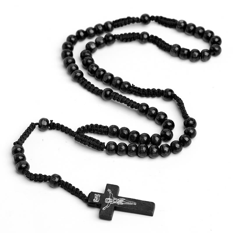 Christian Wooden Cross Prayer Rosary