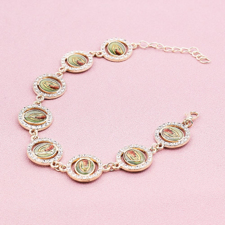 FREE Today: Our Lady of Guadalupe Zircon Round Medals Bracelet