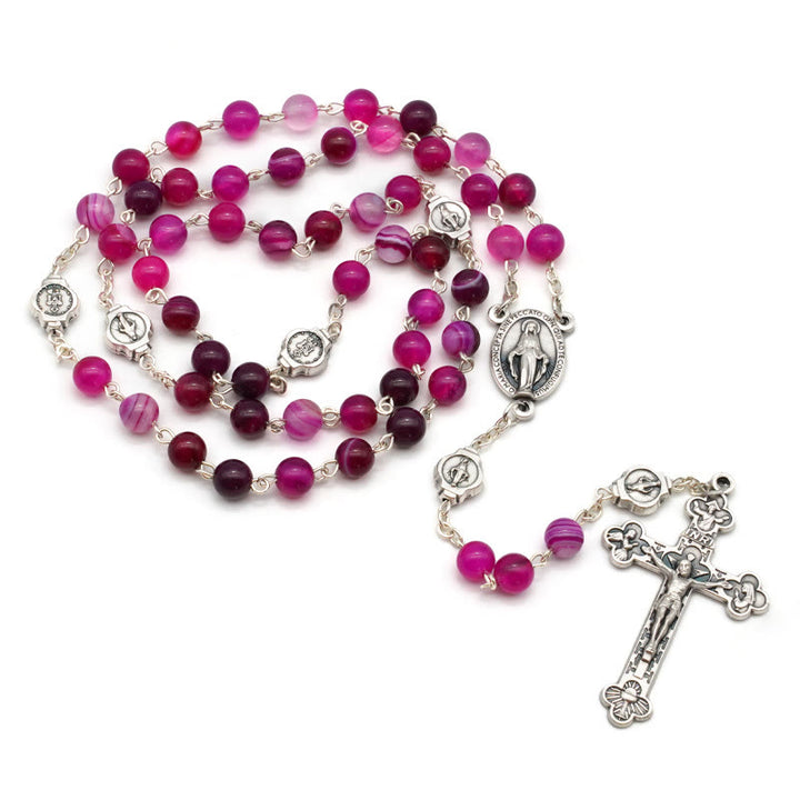 Christian Agate Blessing Prayer Rosary (3 color)