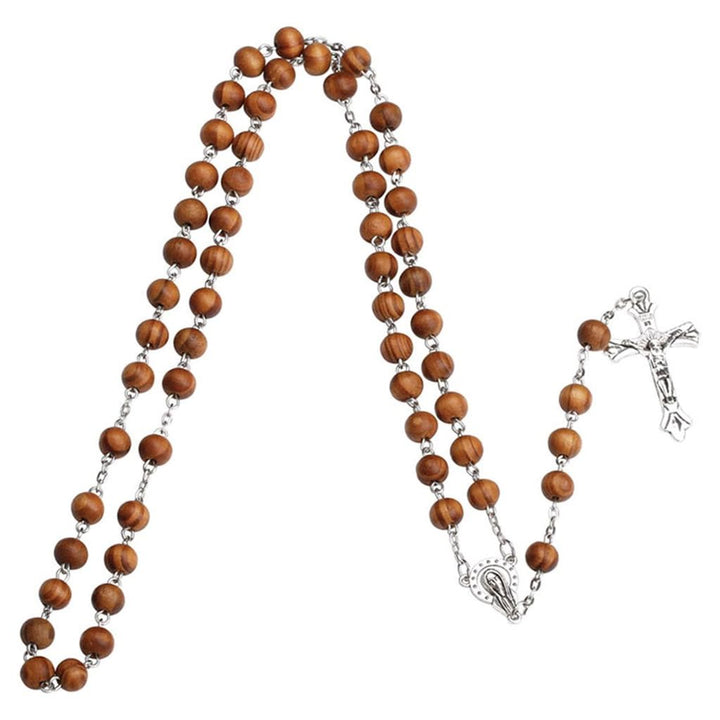 Classic Christian Wooden Long Chain Rosary