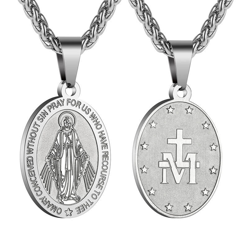 Miraculous Mary Pendant Religion Christian Necklace