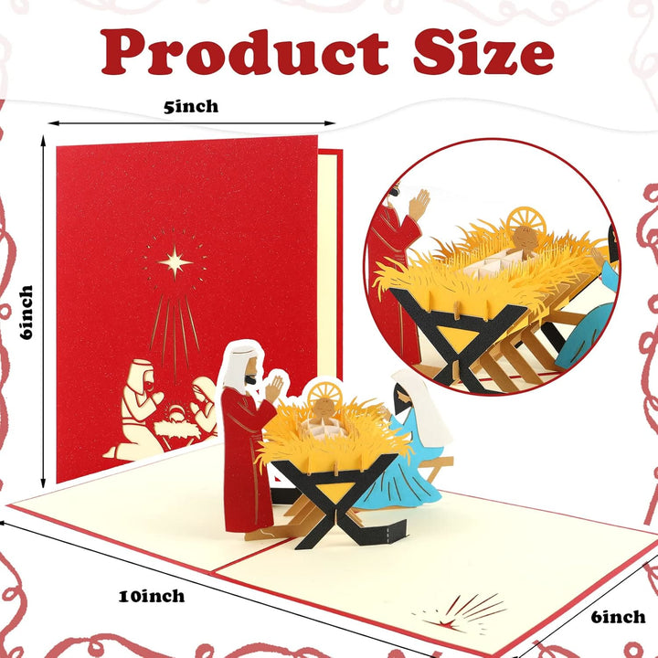 Christ Nativity 3d Paper Red Blessing Message Greeting Card