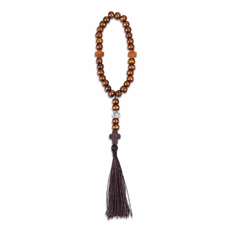 Christ Wooden Baptism Tassel Beaded Bracelet Rosary