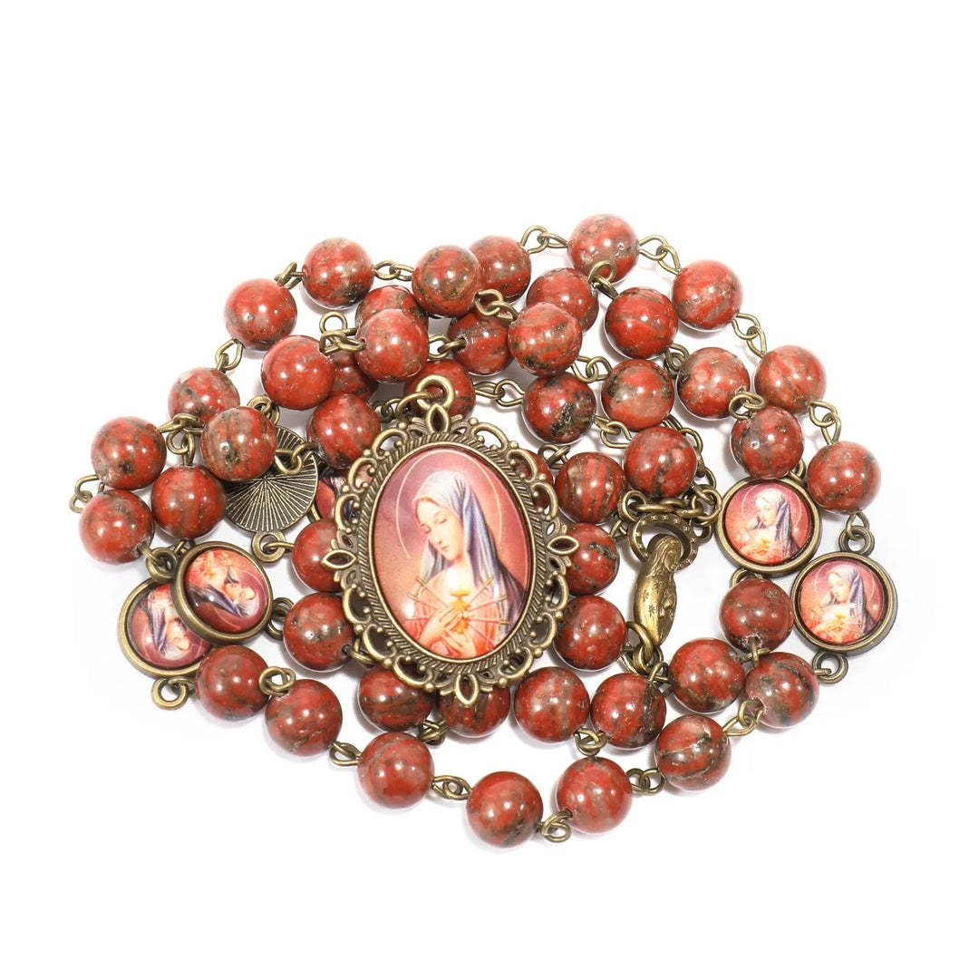 Our Lady Seven Sorrows Natural Sesame Stone Rosary