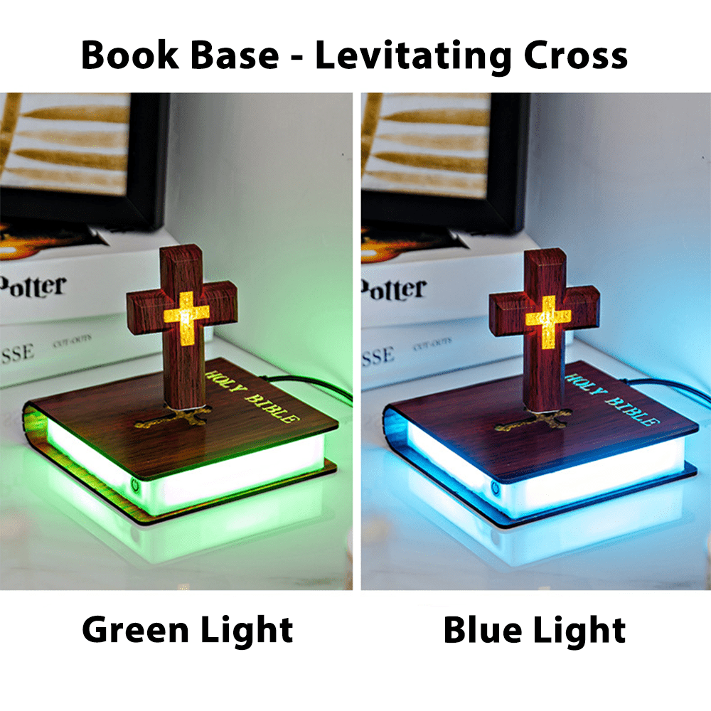 Book-base Magnetic Levitation Cross Ornament