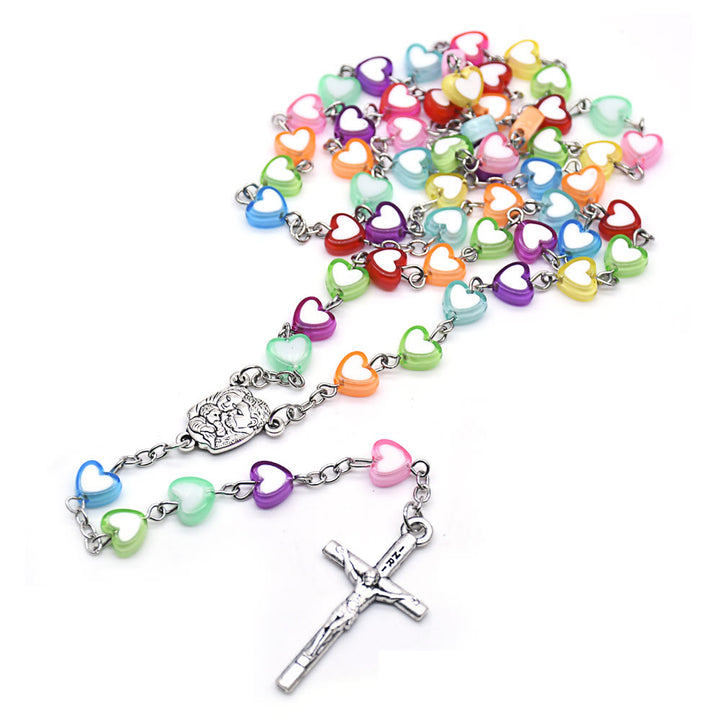 Rainbow Heart Colorful Rosary