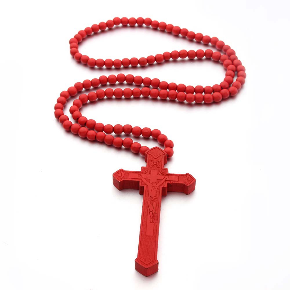 Christian Jesus Cross Wooden Necklace