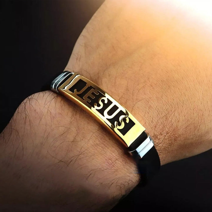 Jesus Bracelet with Water Resistant Silicone Band