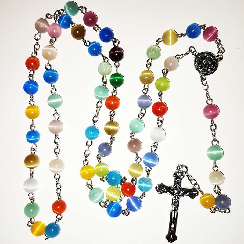 Colorful Agate Beads Christian Rosary