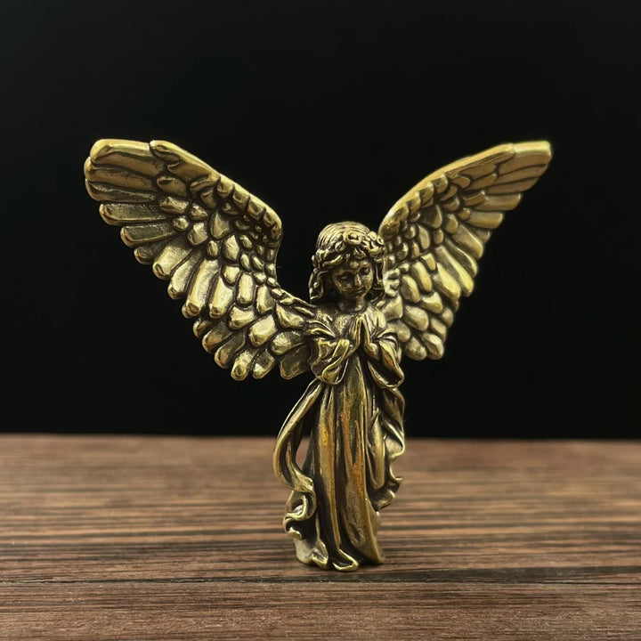 Christianartworkshop Retro Style Brass Stereoscopic Bronze Guardian Angel(spread wings) Desktop Decorations Ornament