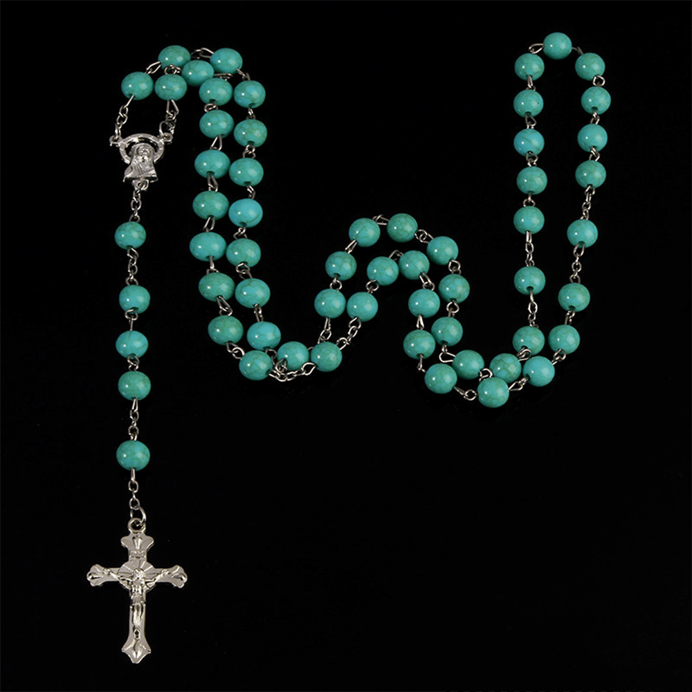 Six-Color Stone Beads Catholic Rosary