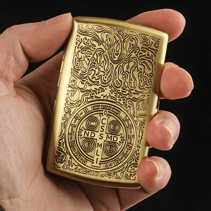 St. Benedict Cross Medallion Metal Cigarette Case