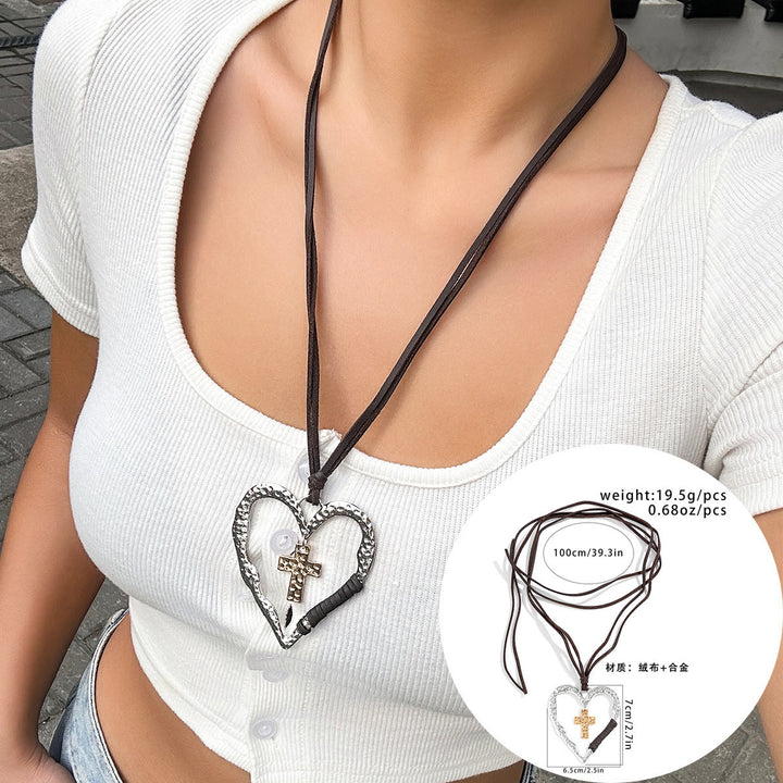 Alloy Heart Cross Pendant Necklace