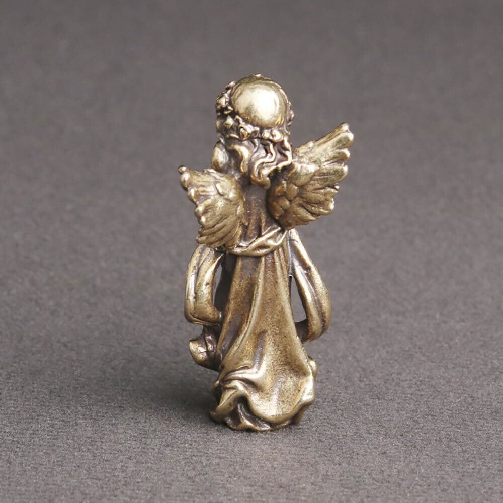 Christian Art Retro Style Brass Stereoscopic Bronze Guardian Angel Desktop Decorations Ornament