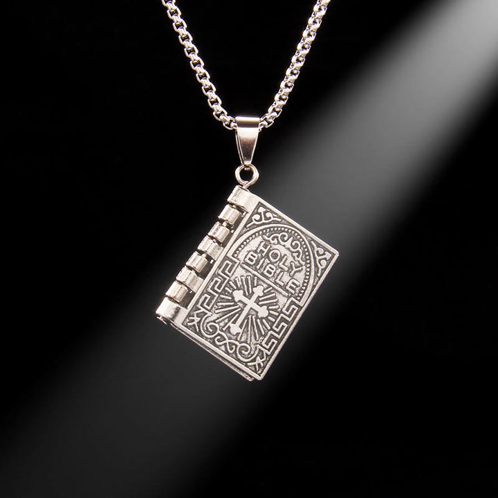 Turnable Cross Holy Bible Pendant Quality Necklace