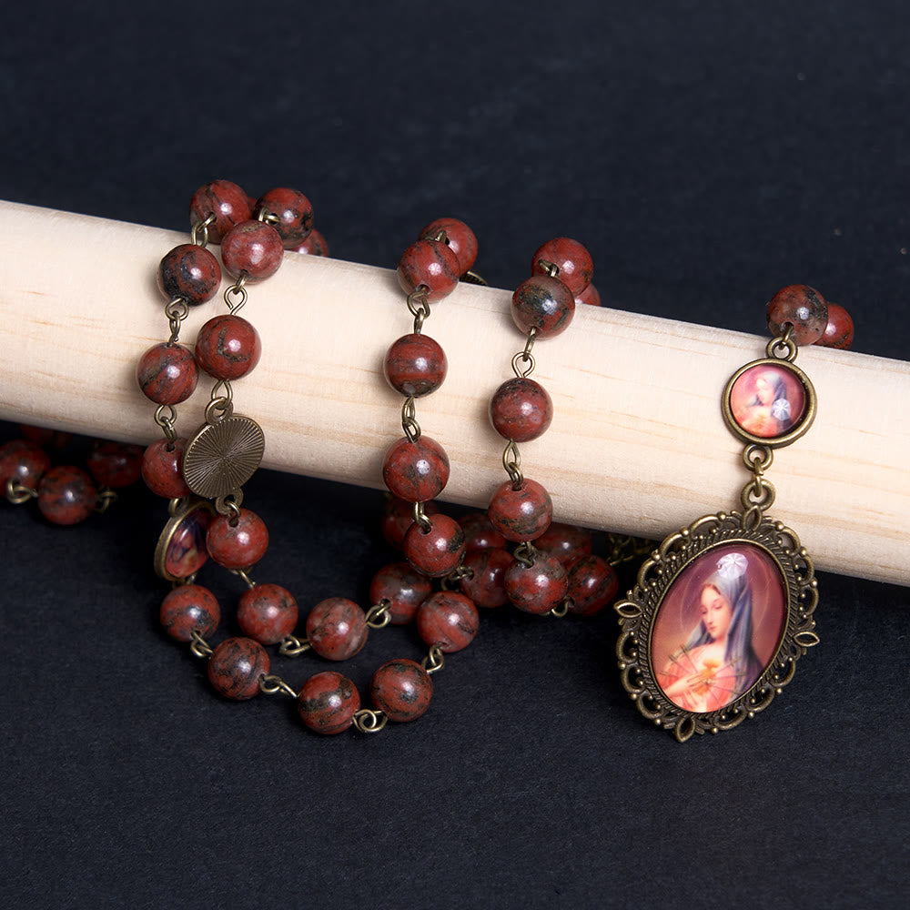 FREE Today: Our Lady Seven Sorrows Natural Sesame Stone Rosary