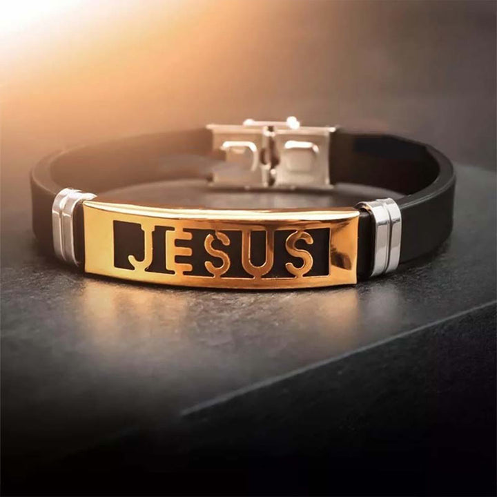 Jesus Bracelet with Water Resistant Silicone Band