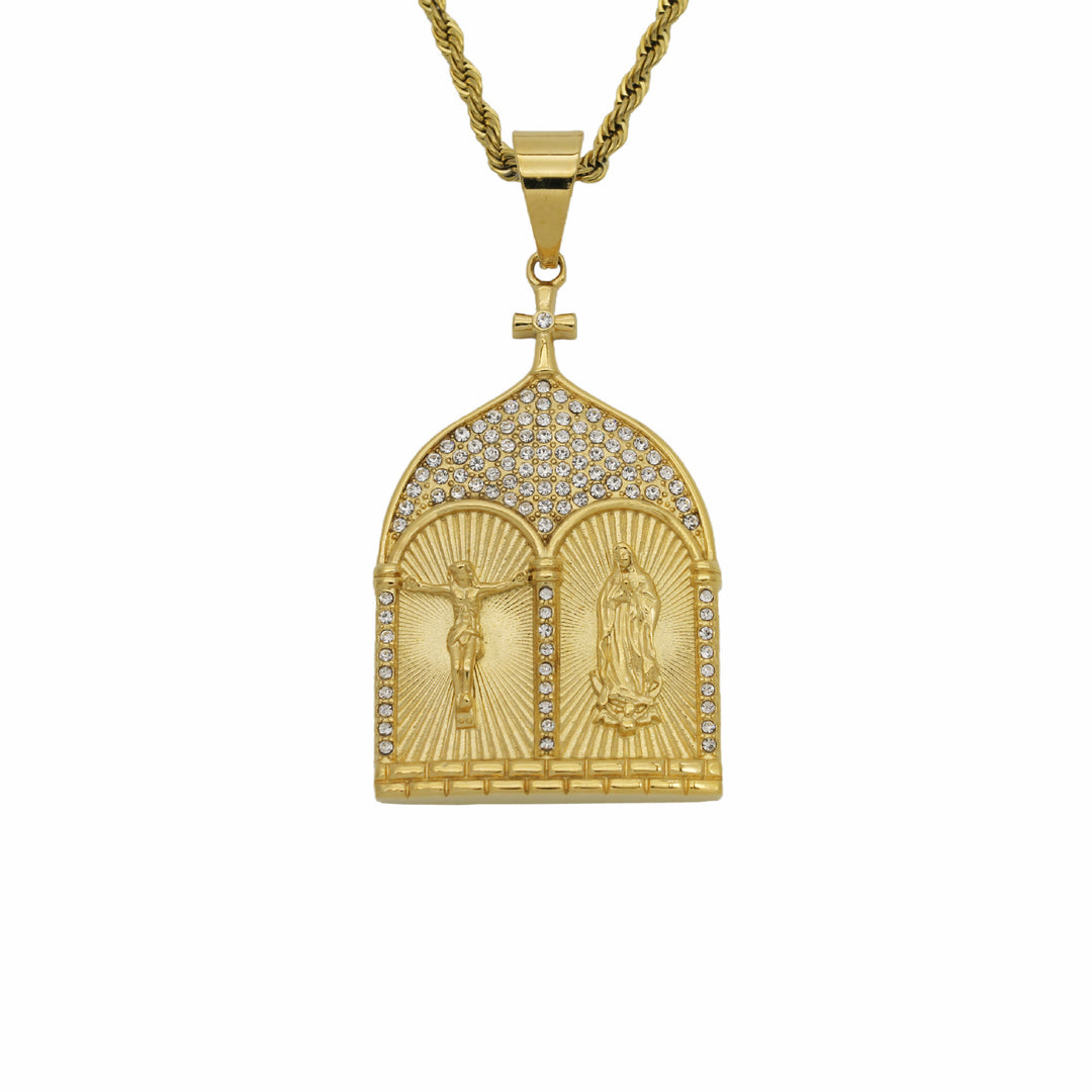 FREE Today: Christian Art Classic Style Jesus & Our Lady Church Door Necklace