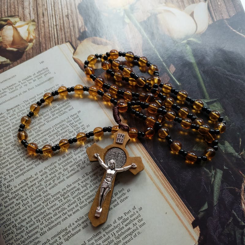 FREE Today: Glass Bead Crucifix Pendant Necklace