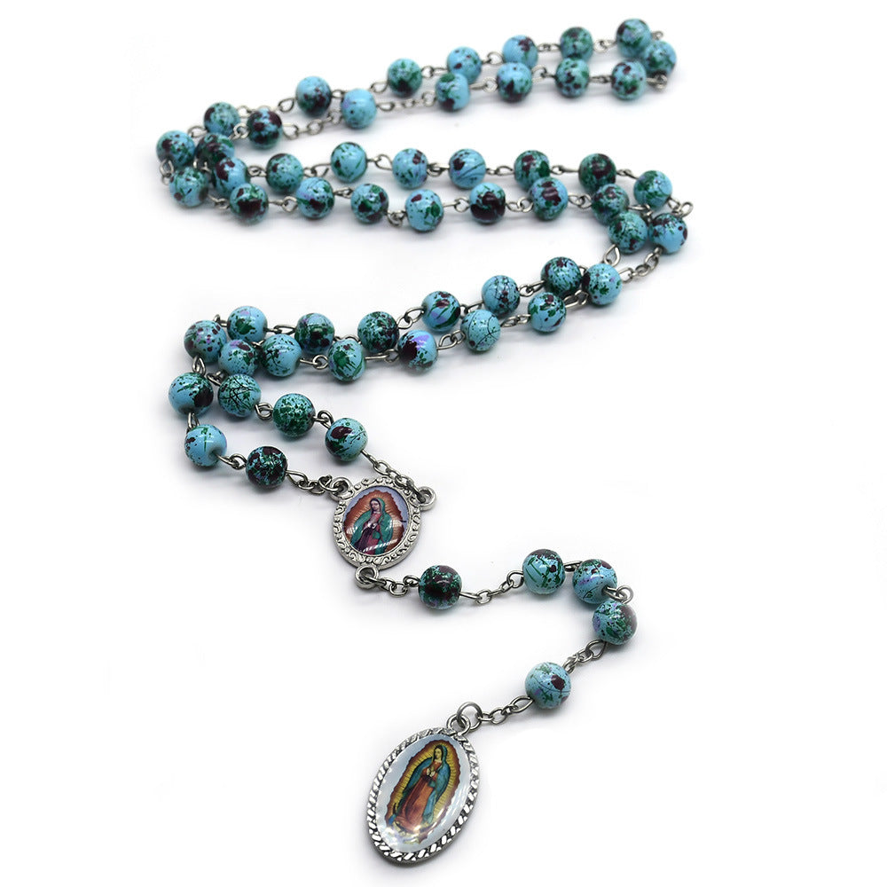 FREE Today: Our Lady Of Guadalupe Blue Glass Beads Rosary