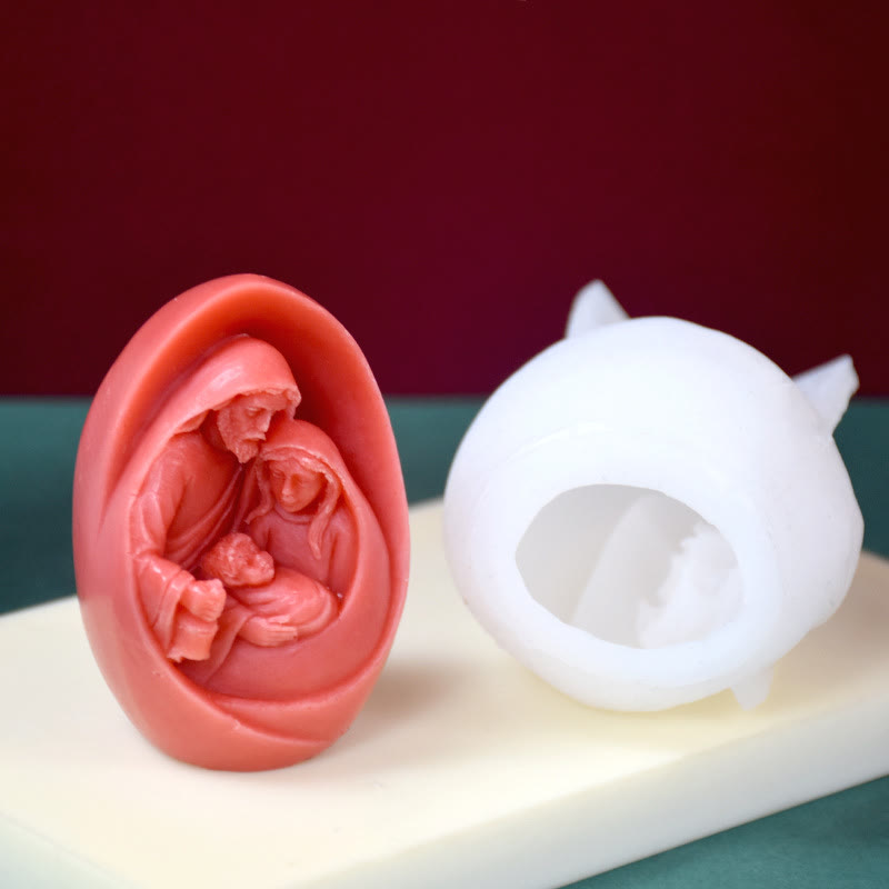 Handmade 3D Figurine Silicone Mould DIY Holy Family Candle Mold