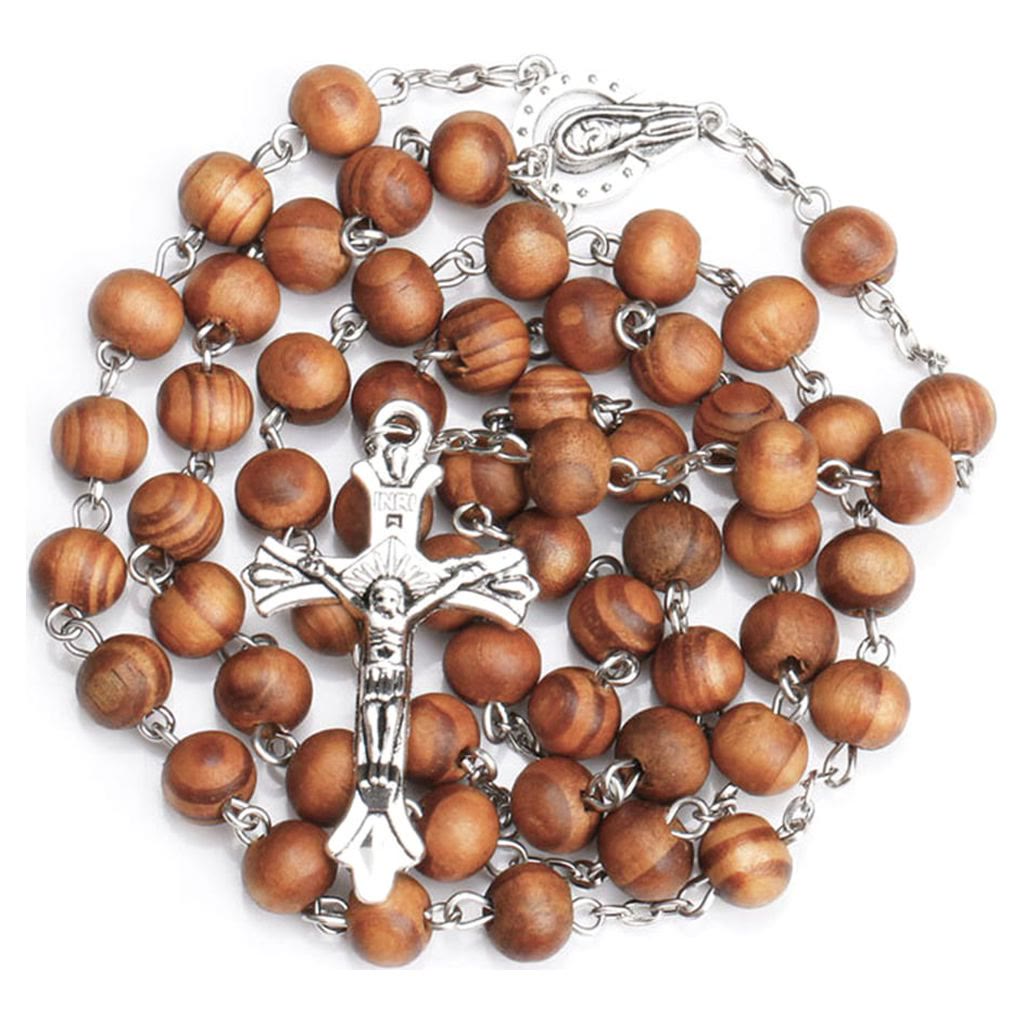 Classic Christian Wooden Long Chain Rosary