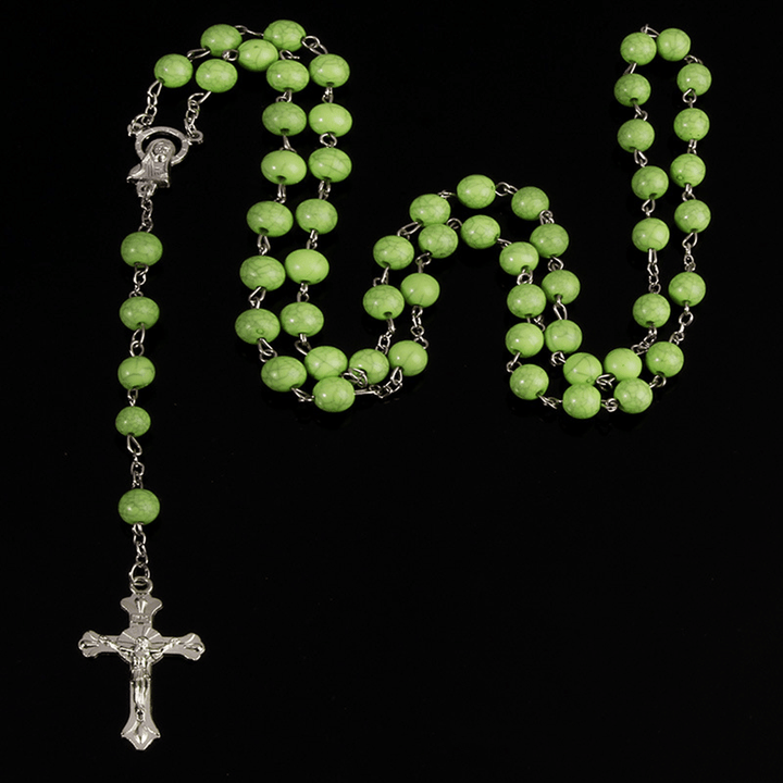 Six-Color Stone Beads Catholic Rosary