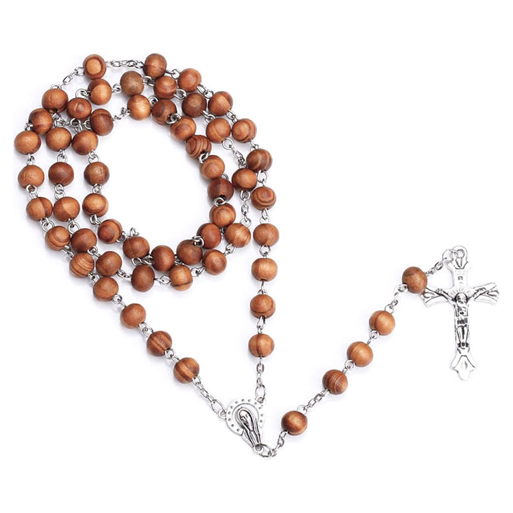 Classic Christian Wooden Long Chain Rosary