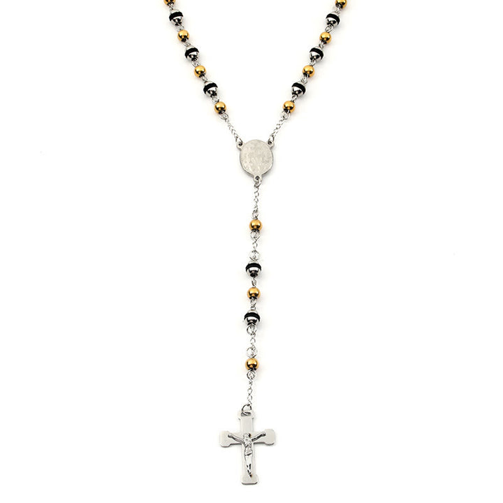 Stainless Steel Bead Chain Cross Pendant Rosary