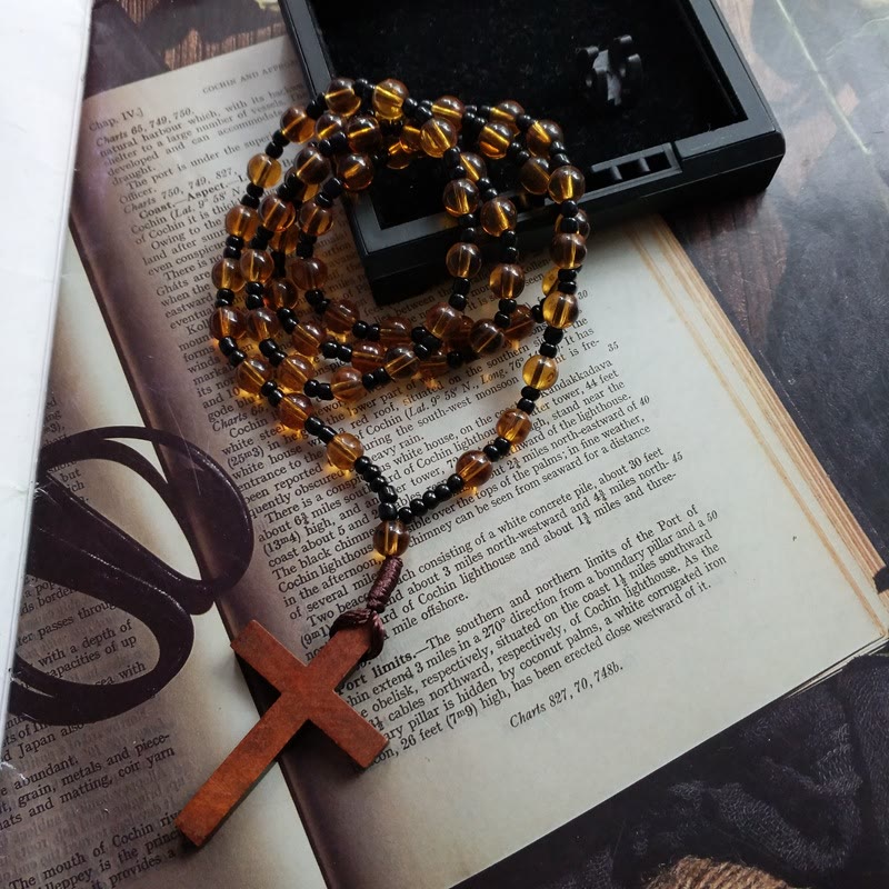 FREE Today: Glass Bead Crucifix Pendant Necklace