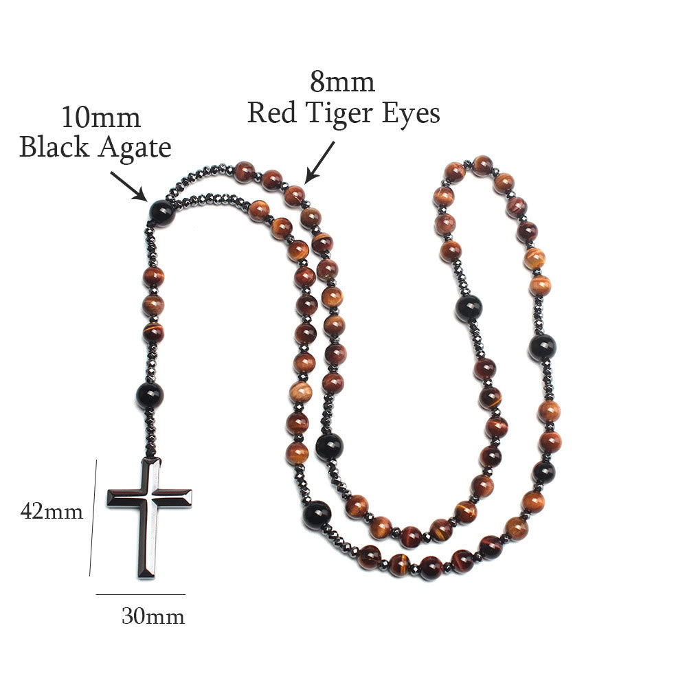 Outlet Handmade Rosary, 10mm Dark Red Tiger Eye Beads