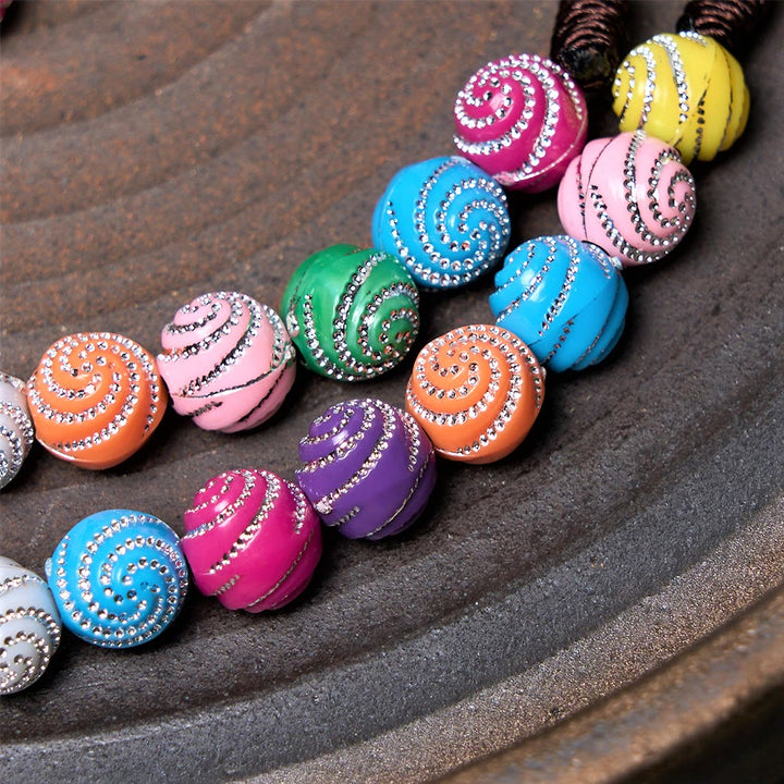 Christian Art Holy Grail & Miraculous Medal of 8 mm Round Multicolor Acrylic Nylon Cord Rosary